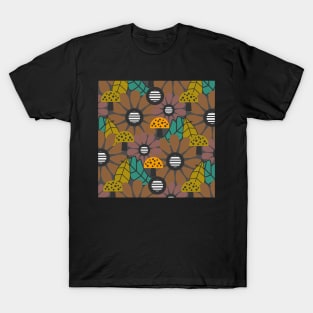 Autumn flowers, mushrooms and leaves T-Shirt